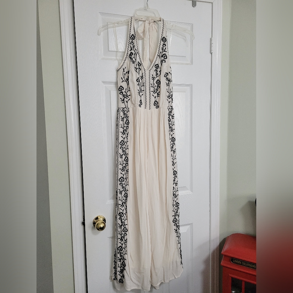 Embroidered Halter jumpsuit. Size S. New with tags
